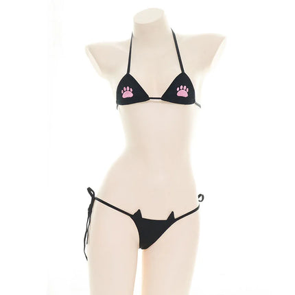 Sexy Lingerie Lolita Kawaii Blue Pink White Striped Mini Bikini Adult Cosplay Erotic Costumes Bra Women Underwear Set