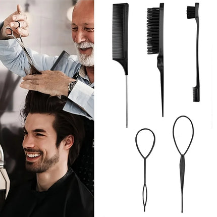 3pcs styling comb set with triple tear hair brush mouse tail comb edge brush,salon hair styling tool Special for real hair wigs