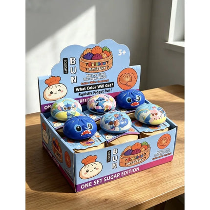 Cartoon Stitch Squishy Bun Fidget Play Toy Slow Rebound Squeeze Toy Mini Steamer Box Pack Kids Cute Collectible Party Present