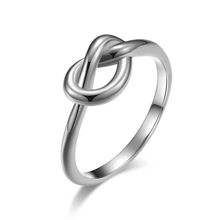 Stainless Steel Heart Knot Ring Wedding Band for Women Men Size 4-11