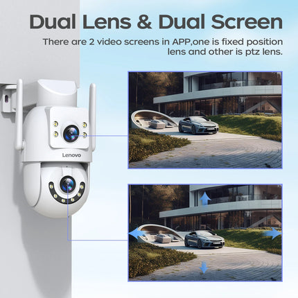 Lenovo 4K PTZ IP Camera Outdoor HD Dual Lens Dual Screen AI Auto Tracking 5G Wifi IP Camera CCTV Audio Video Surveillance