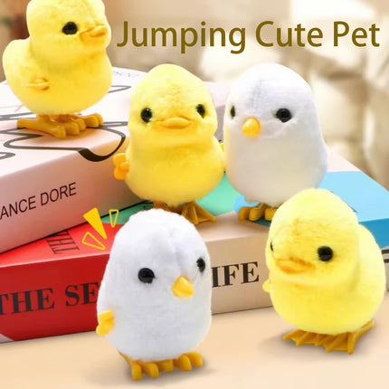 1-Pack Cute Jumping Chicken and Duck Wind-Up Toy, Simulated Plush Interactive Small Animal Toy, Birthday Gift