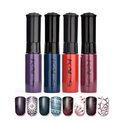 KADS 5/4 Pcs Stamping Varnish Set Nail Stamping Polish Kit Black Nail Art Polish Manicure Stamping Lacquer for Template Nails