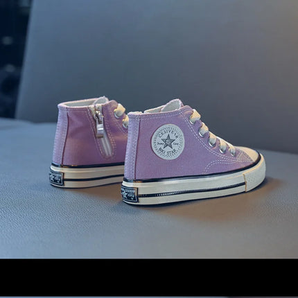 Children's Mid-Top Canvas Shoes Soft Sole Comfortable Casual Children's Shoes Boys and Girls Non-slip Breathable Board Shoes