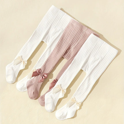 3PCS/Set Spring and Autumn Princess Bowknot Girls Fashion Comfortable Breathable Cotton Pantyhose for Babies
