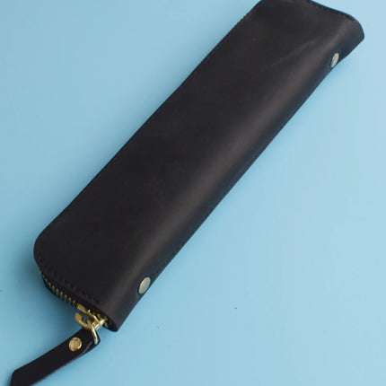 Nature Cowhide Pencil Case Zipper Pen Holder Organizer Protection Bag Handmade Genuine Leather Pencilcase Office School Supplies
