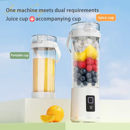 600ML Portable Juicer Cup, USB Rechargeable Electric Mini Juice Blender, Small Household Fruit Juice Maker, Dual Function