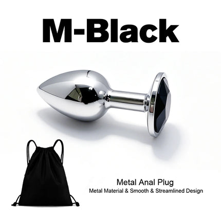 5 Size Black butt plug Metal anal plug Jewelry base beginner to expert G-point massage dildos adult women toys adult men toys
