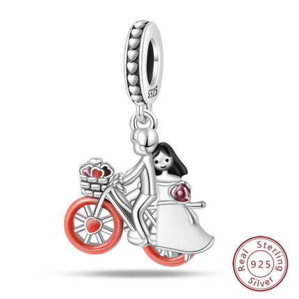 925 Sterling Silver Motorcycle Sports Car Bicycle Charms Pendents Fit Qikaola Original Bracelets Fine DIY Birthday Jewelry Gifts