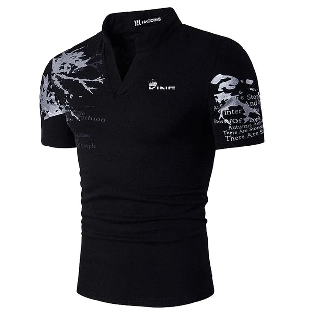 Men's Polo Shirt Golf Shirt Graphic Prints V Neck Outdoor Street Short Sleeves Print Clothing Sports Fashion Streetwear Designer