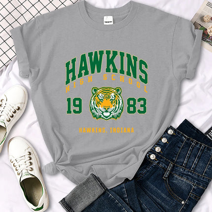 Hawkins High School 1983 Printed Women T-Shirt New Harajuku Tee Shirts Street Fashion Streetwear Casual Crewneck Clothing