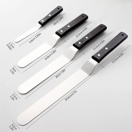 4/6/8/10In Smoother Spatula Cake Knife Stainless Steel With Wood Handle Butter Cream Icing Frosting Kitchen Knife DIY Cake Tools