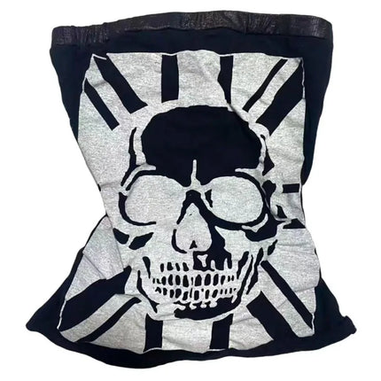 American Street Hottie Vests Harajuku Aesthetic Skull Print Strapless Vest Ladies Punk Slim Tanks Vintage Gothic Sexy Tops