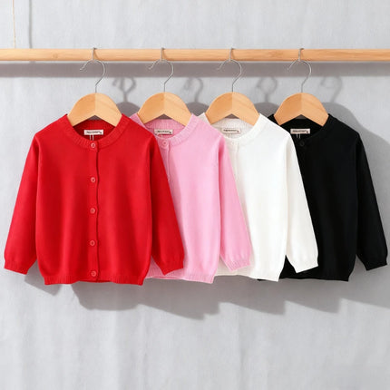 Kids Cardigans for Girls 90-140cm Sweater White Black Toddler Baby Boy Knitwear Jacket Spring Autumn Cotton Children Clothing