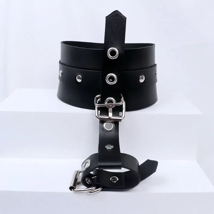 Black Adjustable PU Leather Thumb Bondage Cuffs Hand/Foot Bondage Gear Cuffs BDSM Female Lover Adult Game For Couples