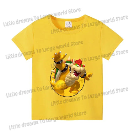 Super Marios Bros T-shirt for Kids Short Sleeve Shirt Cartoon Printed Tops Children Clothes Base Tee Boys Girls Clothing Gift