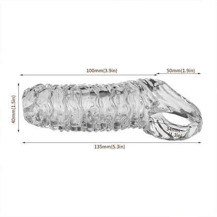 Penis Ring Enlarge Penis Sleeve Sheath Enlargement Enlarger Exposed Head Cock Cover Ring Delay Ejaculation Sexy Sex Toys for Men