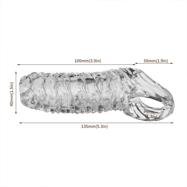 Penis Ring Enlarge Penis Sleeve Sheath Enlargement Enlarger Exposed Head Cock Cover Ring Delay Ejaculation Sexy Sex Toys for Men