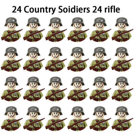 WWII Infantry Military Soldier War National Army Mini Gun Weapon Models Building Blocks Building Blocks Toys for Kids