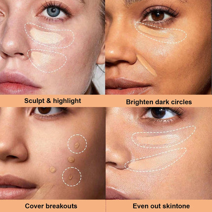 VERONNI 12Color Concealer Palette with Brush-Natural Cream Acne Spot Dark Circles Cover Face Foundation Brighten Cosmetic Makeup