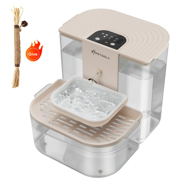 APETDOLA No Filter Cat Water Fountain Automatic Pet Water Dispenser Clean Water Separation Smart Timer Quiet 4000mAh Cordless
