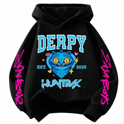 Korean Wave Demon Hunter Cartoon Print Autumn/Winter New Style Children's Hooded Sweatshirt Boys and Girls Casual Loose Top