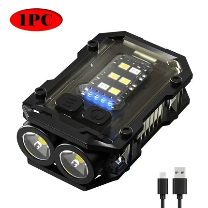 Multifunctional Mini Charging Flashlight Led Bright EDC Torch Magnetic Cap Clip Lamp Flash Light Outdoor Camping Fishing Tools
