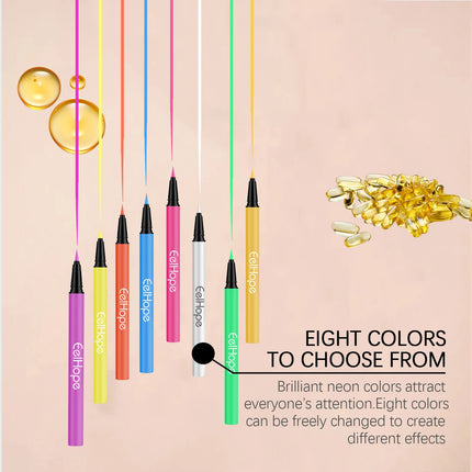 8 Color Christmas Neon UV Luminous Eyeliner Pen Set Glitter Makeup Eye Liner Pencil Tool Waterproof Sweatproof Body Face Makeup