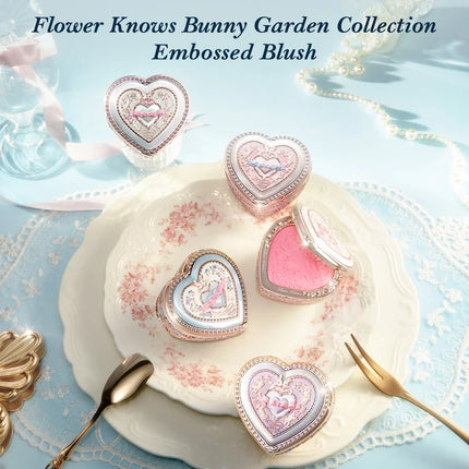 Flower Knows Bunny Garden Collection Embossed Blush Palette Long Lasting Waterproof Face Blusher Powder Matte Finish