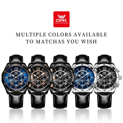 OPK 6066 Man Watch Fashion Original Business Quartz﻿ Wristwatch Waterproof Luminous Week Date Calendar Window Watch For Man