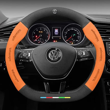 For Volkswagen Passat Golf 5 GTI Beetle Tiguan Touareg Polo T-ROC T-Cross Magotan Jeeta Car Suede Anti-Slip Steering Wheel Cover