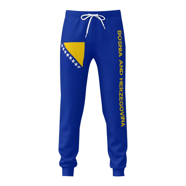 Mens Sweatpants Bosnia and Herzegovina Flag Pants with Pockets Joggers Soccer Football Sports Sweat