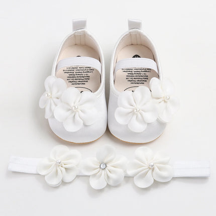 Baby girl shoes, princess children's shoes, soft soled anti slip pearl flower dress, children's shoes, first step 0-18M