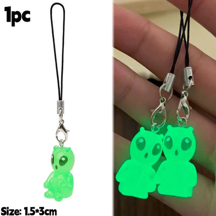 1-30pcs 2026 New Luminous Alien Mobile Phone Lanyard Backpack Keychains Pendants Cute and Glowing Creative Small Pendant