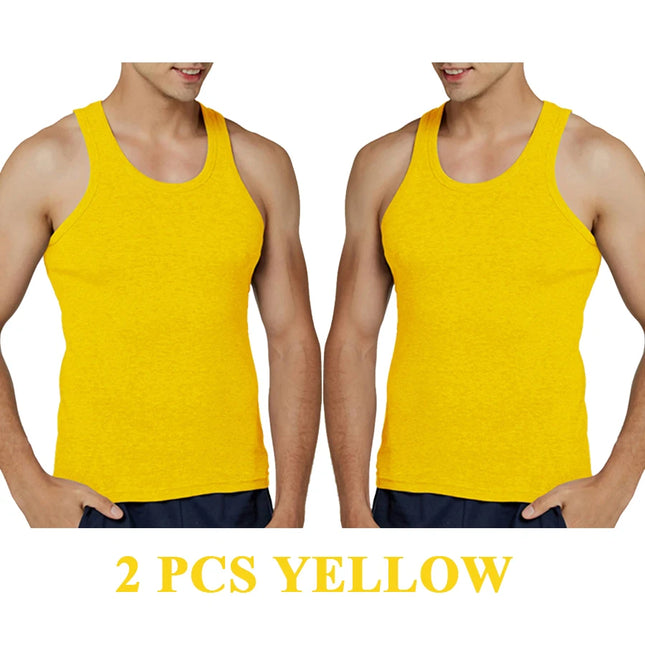 Tank Tops Men 100% Cotton Solid Vest Male Breathable Sleeveless Tops Slim Casual Gym Running Comfortable Undershirt Mens Gift