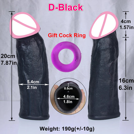 Man Delayed Ejaculation Extend Cock Soft Realistic Enlarger Penis Sleeve Condom Sex Toy Dildo Safety Silicone Change Dick Color