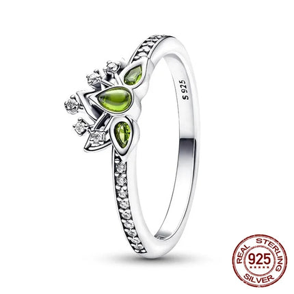 925 Sterling Silver Sun And Moon Crown Love Princess Zircon Oxide Enamel Heart Love Rings Fashion Jewelry For Women Gifts New in