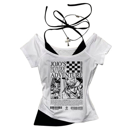 Jojo Bizarre Adventure crop top Aesthetic babydoll Streetwear shoujo girl style Fairy vintage cropped harajuku women's t-shirt