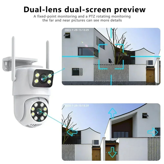 4K 8MP Tuya Dual Lens PTZ WiFi Camera Full HD Dual Screen AI Human Auto Tracking Outdoor 4MP Security Video Surveillance Camera