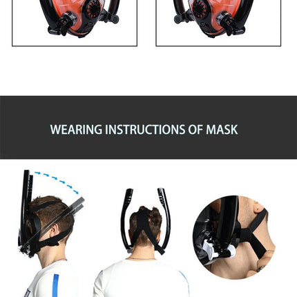 Silicone Snorkeling Mask for Adults, Double Tube Diving Mask, Full Dry Diving Goggles, Self Contained Underwater Breathing Mask