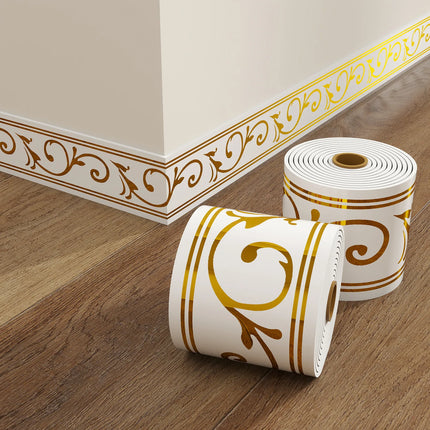 1Roll 10cmx5m Rolled Self-Stick Baseboard Trim-Anti-Collision Wall Waistband Sticker for Living Room Bedroom Home Decor ﻿