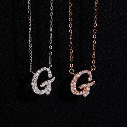 Iced Out Pendant Necklace  925 Silver Initial VVS Moissanite Letter Pendant Link Chain Necklace A-Z  for Men Women
