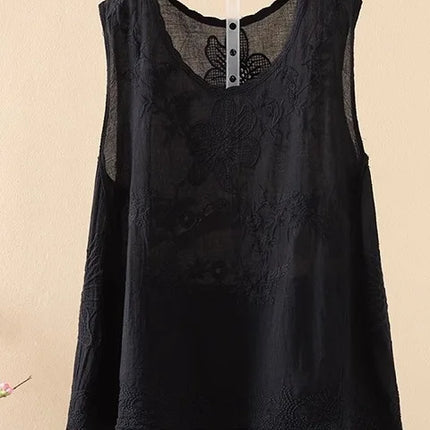 Ele Embroidered Loose Women's Tank Top Trendy Design Summer New Sle Cotton Comfortable Fit Overhead Casual Wear