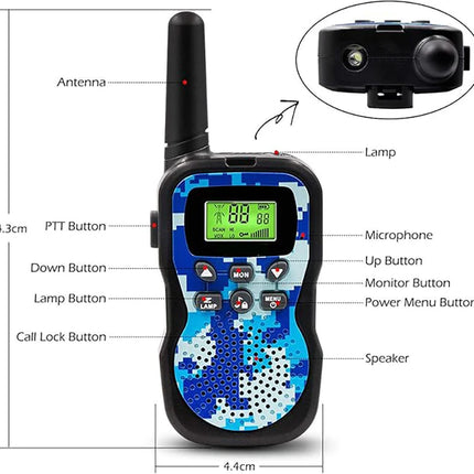 2 Pack Kids Walkie Talkies, 3KM Two Way Voice Radio, Suitable for Boys and Girls Ages 3-12, Outdoor Adventure Camping Hiking Toy