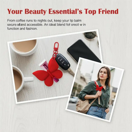 Silicone Lip Balm Holder with Clip-On Keyring and Sweet Bowknot for Outdoor Adventures