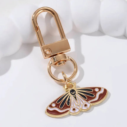 Colourful Flying Insect Butterfly Moth Enamel Keychain Lovely Animals Key Ring For Friends Entomologist Good Handmade Gift