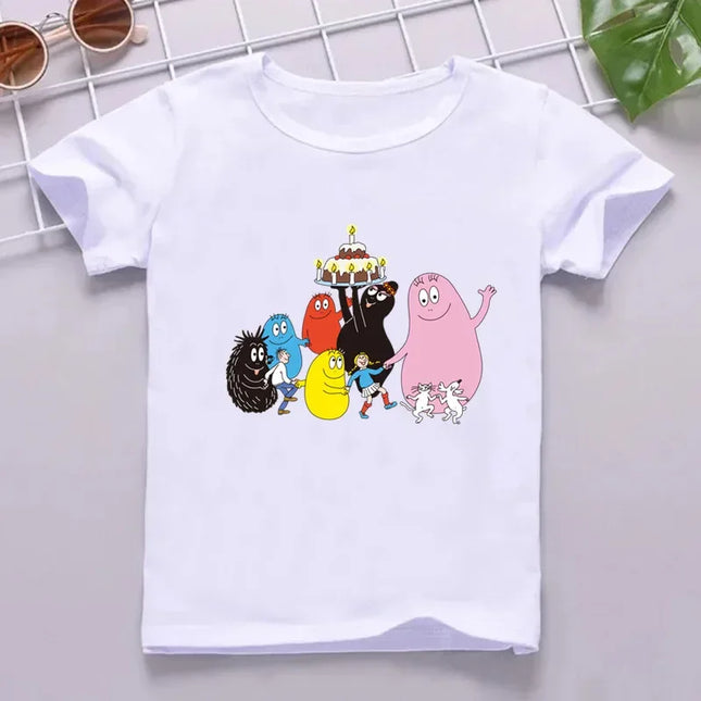 Hot Sale Cute Barbapapa Print Cartoon Kids T-shirt Funny Girls Summer Tops Baby Boys Clothes Children Short Sleeve T-shirt