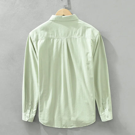 Men's Long-Sleeved Casual Shirt, Artistic Fresh Cotton Lapel Loose Shirt, Outdoor Camping Thin Coat, Cardigan Top