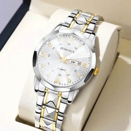 Top Brand Watch Men's Trendy Business High Quality Steel Strap Chinese English Dual Calendar Male Fashion Quartz Wristwatches