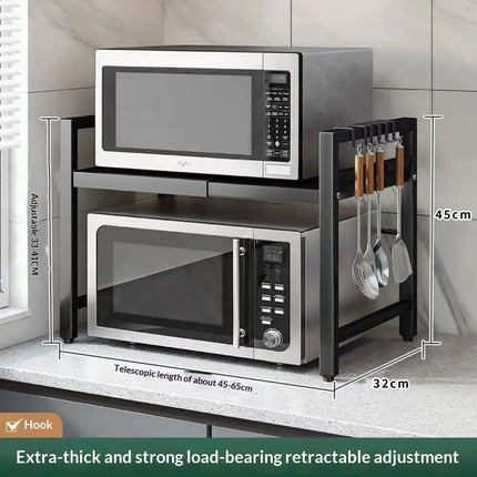 Household Microwave Oven Rack Shelf Kitchen Countertop Oven Rack 2Layers Seasoning Storage Rack Holder Stand Storage Furniture